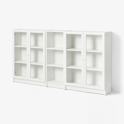 BILLY / OXBERG Bookcase with doors, white/clear glass, 78 3/4x11 3/4x41 3/4 "