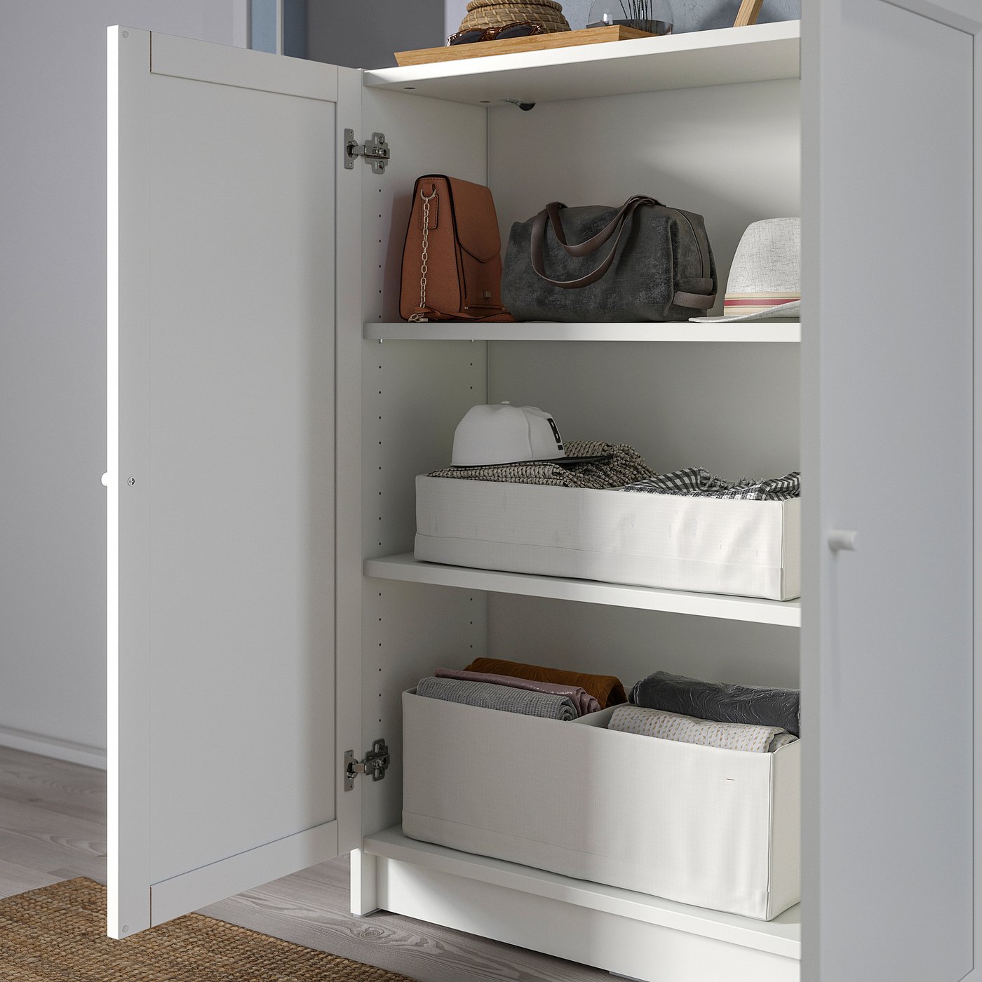BILLY / OXBERG bookcase with doors, white, 311/2x113/4x413/4