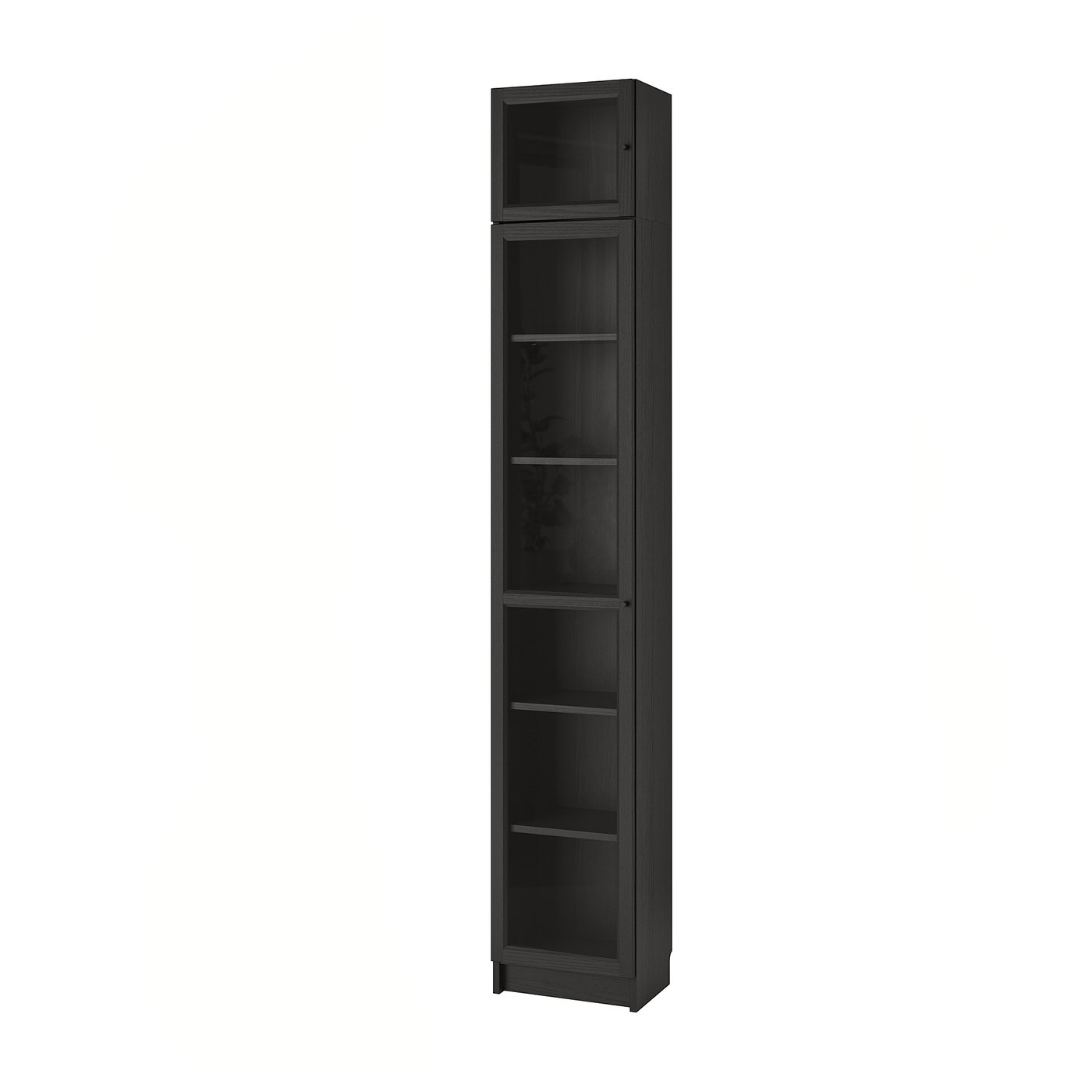 BILLY / OXBERG Bookcase with glassdoor, blackbrown/glass, 153/4x113