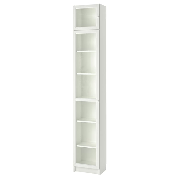 BILLY / OXBERG Bookcase with glass-door, white/glass, 15 3/4x11 3/4x93 1/4 "