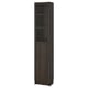 BILLY / OXBERG Bookcase with panel/glass door, dark brown oak effect, 15 3/4x11 3/4x79 1/2 "