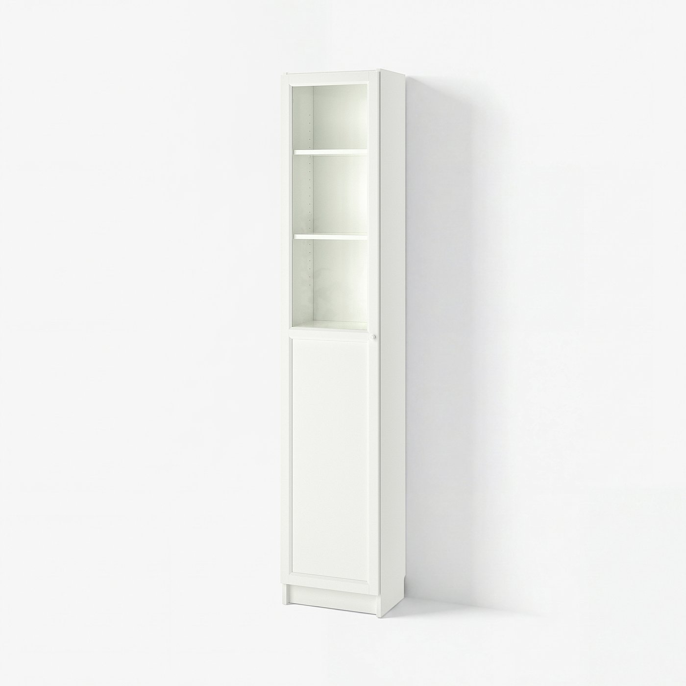 BILLY / OXBERG bookcase with panel/glass door, white/glass, 153