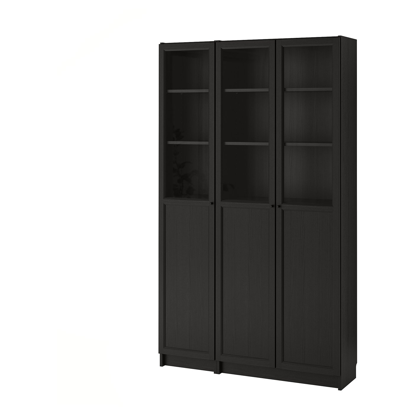 BILLY / OXBERG Bookcase with panel/glass doors, blackbrown/glass, 471