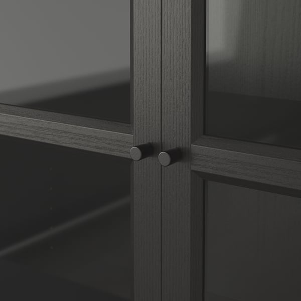 BILLY / OXBERG Bookcase with panel/glass doors, blackbrown/glass