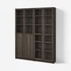 BILLY / OXBERG Bookcase with panel/glass doors, dark-brown oak effect/clear glass, 63x11 3/4x79 1/2 "