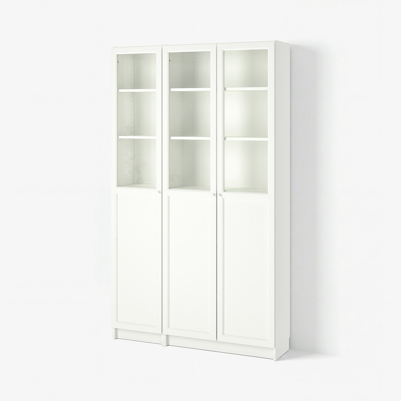 BILLY / OXBERG bookcase with panel/glass doors, white/glass, 471