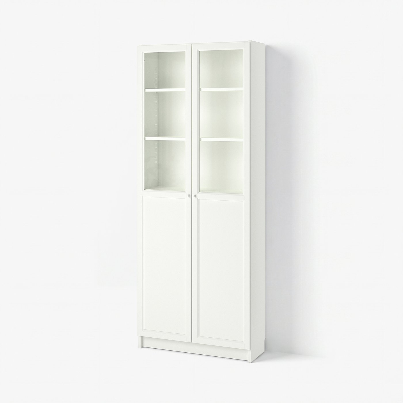 BILLY / OXBERG bookcase with panel/glass doors, white, 311/2x113