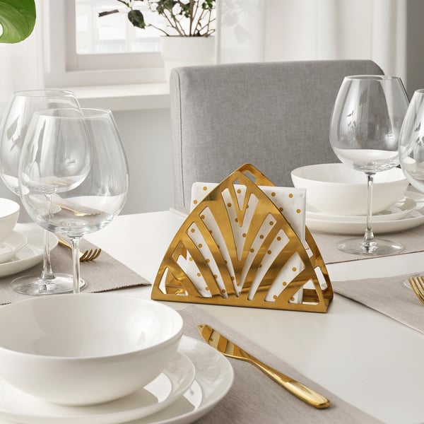 BIRKELÅNGA Paper napkin, dotted dark yellow/white, 9 ½x9 ½" IKEA