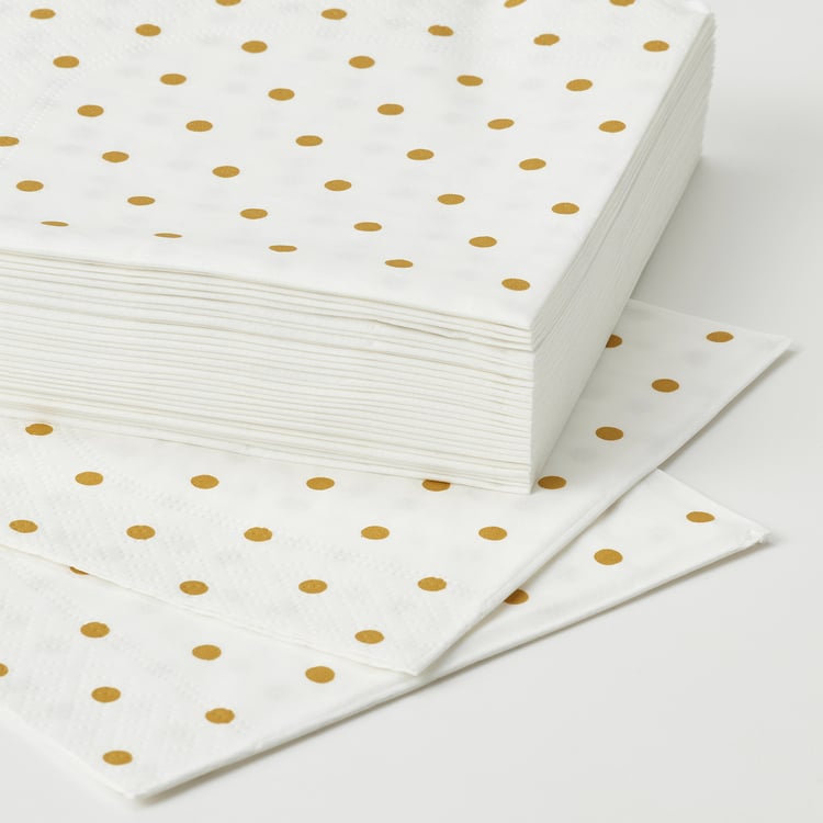 BIRKELÅNGA Paper napkin, dotted dark yellow/white, 9 ½x9 ½" IKEA