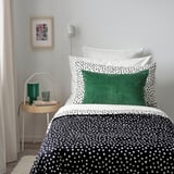 BJÖRKGRÅMAL Comforter set, black white/dotted, Twin/Twin X-long