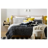 BJÖRKGRÅMAL Comforter set, black white/dotted, Twin/Twin X-long