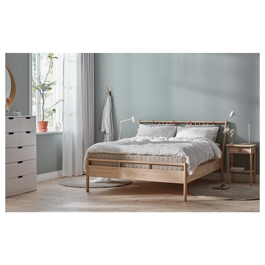 BJÖRKSNÄS Bed frame, birch/Lönset, Queen IKEA