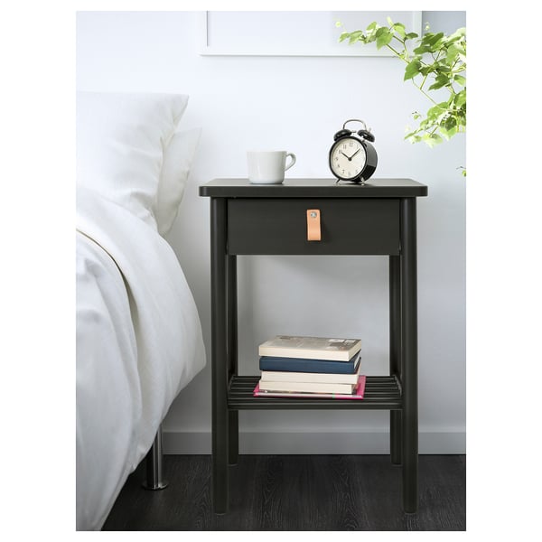 BJÖRKSNÄS Nightstand, black, 18 7/8x15 "