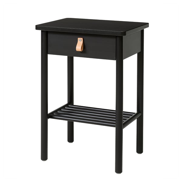 BJÖRKSNÄS Nightstand, black, 18 7/8x15 "