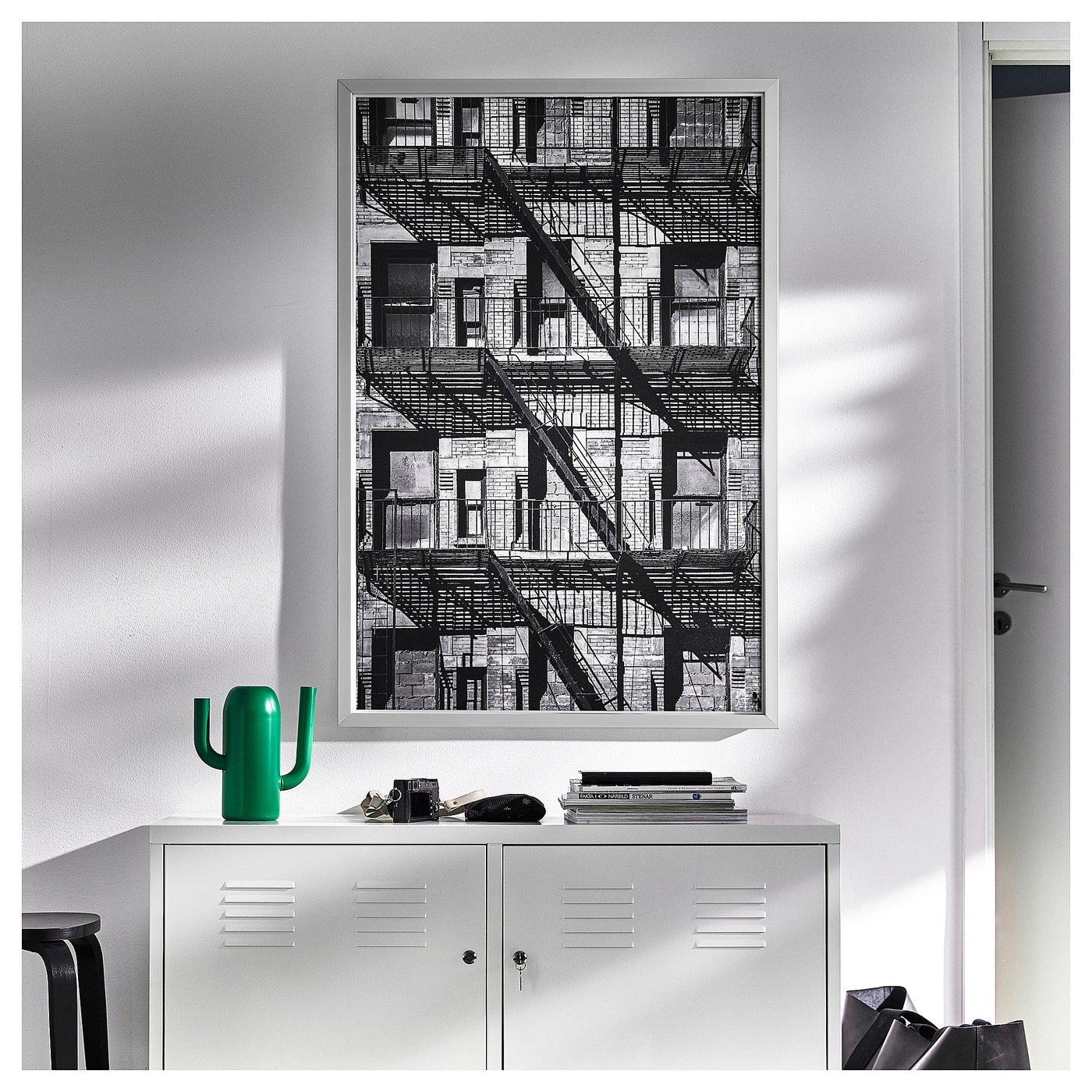 BJÖRKSTA picture and frame, balconies/aluminum color, 30