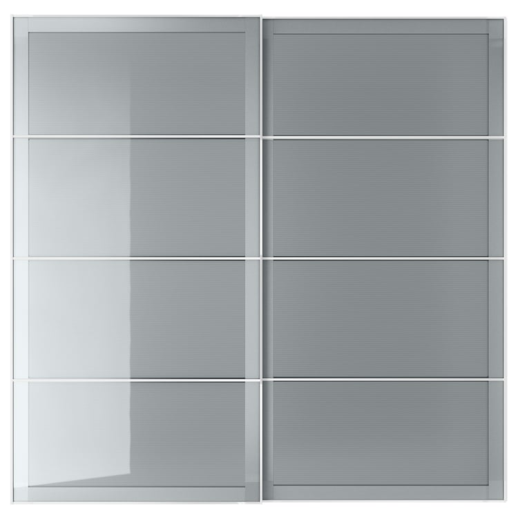 BJÖRNÖYA pair of sliding doors, gray tinted effect, 783/4x791/8" IKEA