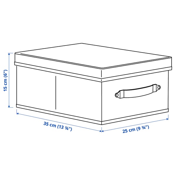 BLÄDDRARE Box with lid, gray/patterned, 9 ¾x13 ¾x6 "