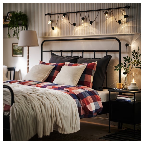 BLÅSENAP Comforter set, multicolor/check, Full/Queen