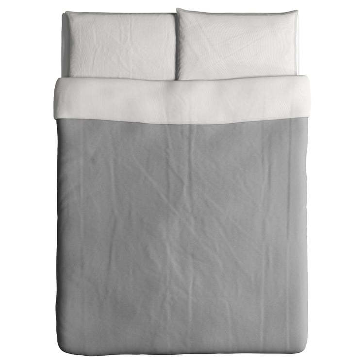 BLÅVINDA duvet cover and pillowcase(s), gray, Full/Queen (Double/Queen