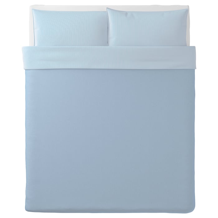 BLÅVINDA duvet cover and pillowcase(s), light blue, Full/Queen (Double