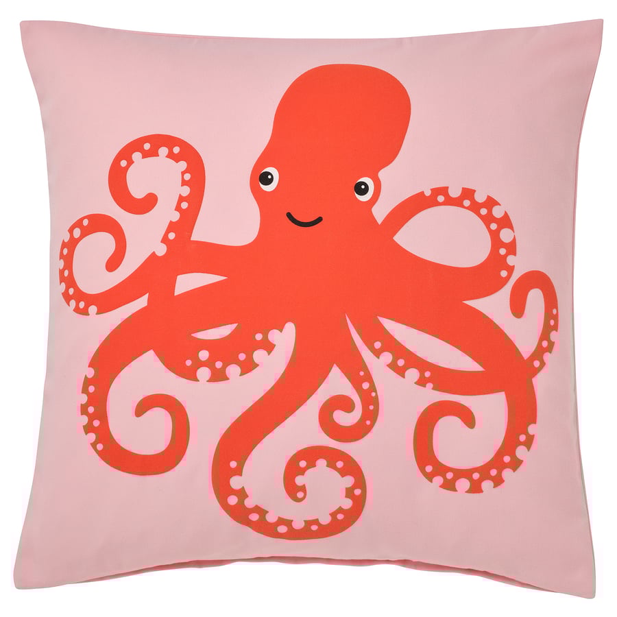 BLÅVINGAD cushion cover, octopus pattern/pink, 20x20" IKEA