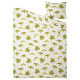 BLÅVINGAD Duvet cover and pillowcase(s), turtle pattern green/white, Twin