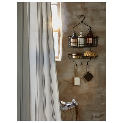 BLECKSJÖN shower caddy, two tiers, black, 12 ¼x22" IKEA