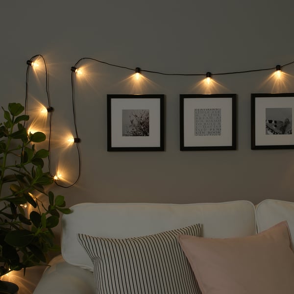 Forfærde årsag sovende BLÖTSNÖ LED string light with 12 lights, indoor, battery operated black -  IKEA