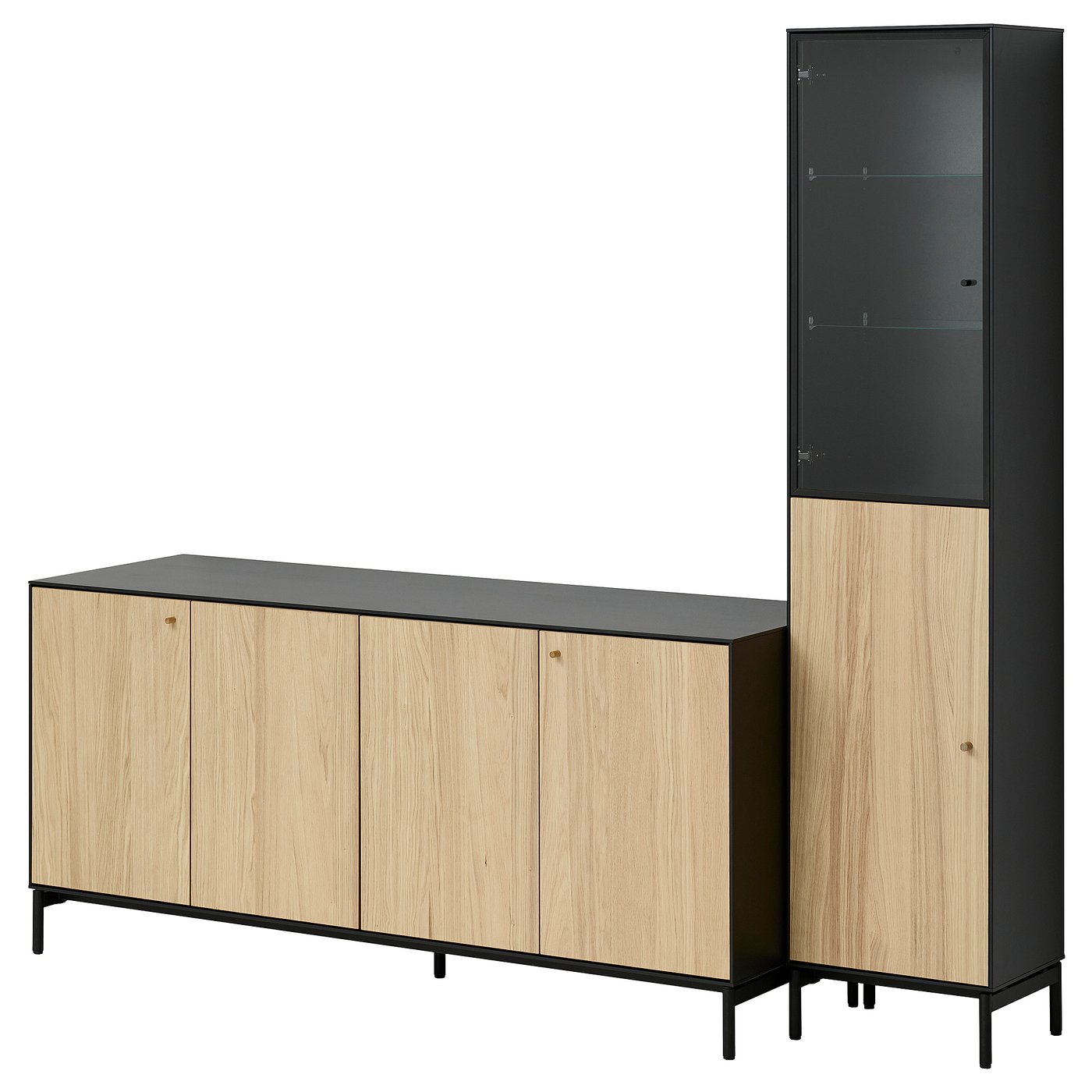 BOASTAD storage combination, black/oak veneer, 797/8x727/8