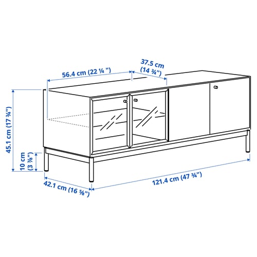 BOASTAD TV unit, black/oak veneer, 47 3/4x16 5/8x17 3/4 "