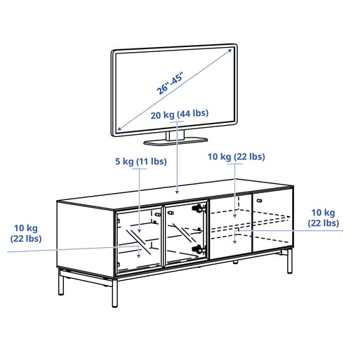 BOASTAD TV unit, black/oak veneer, 47 3/4x16 5/8x17 3/4 "