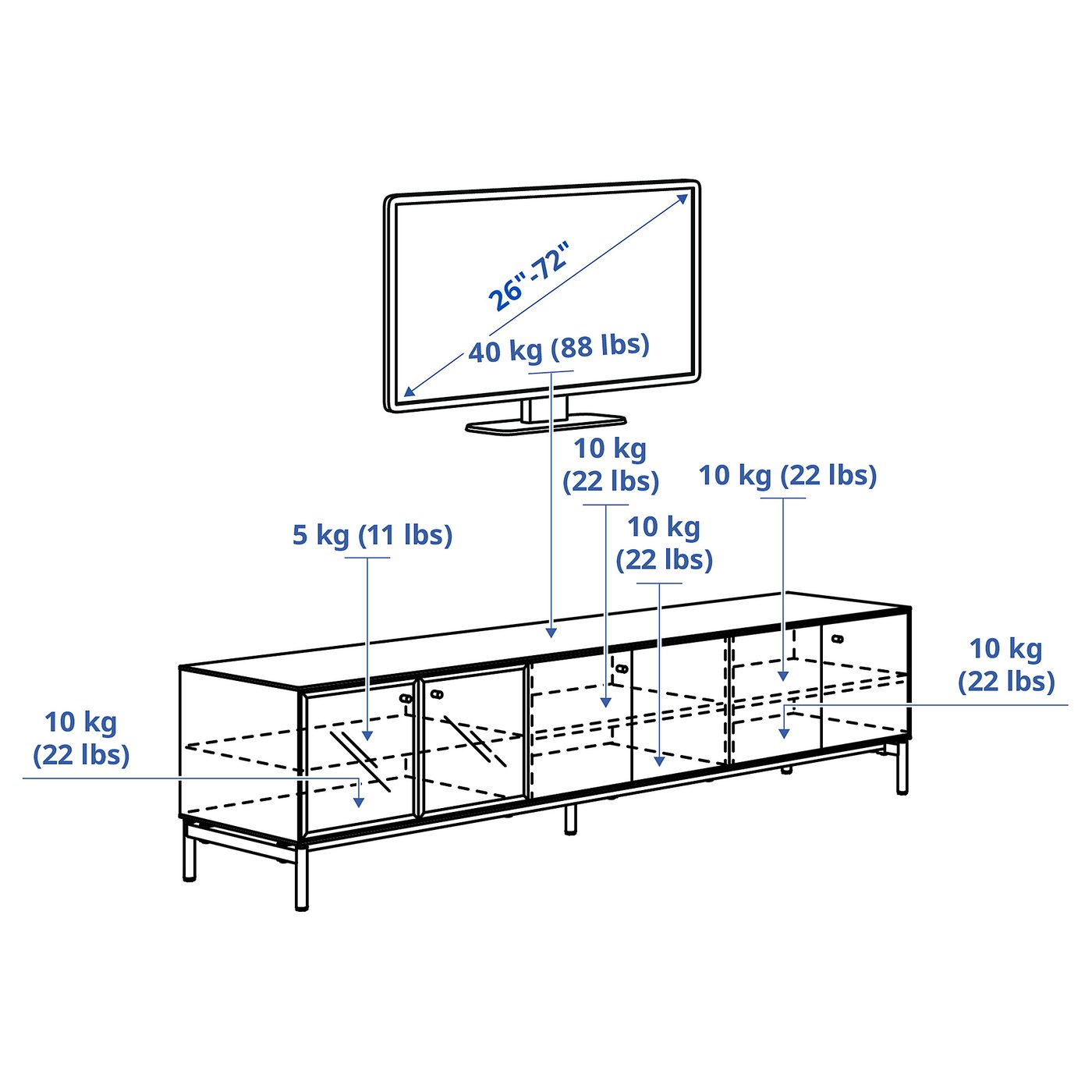 BOASTAD TV unit, black/oak veneer, 713/8x165/8x173/4