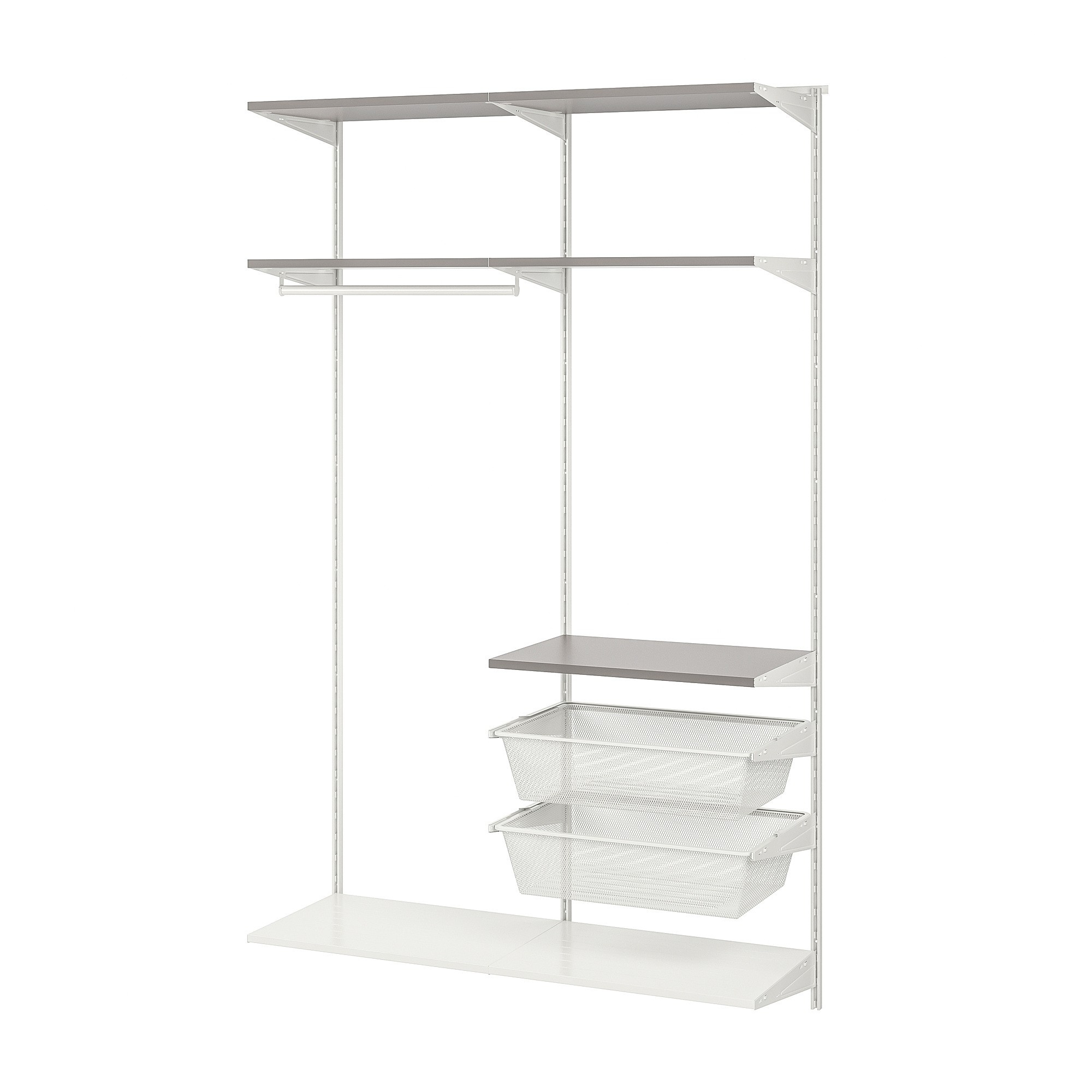 BOAXEL 2 section shelving unit, white, gray, 122x40x201 cm IKEA