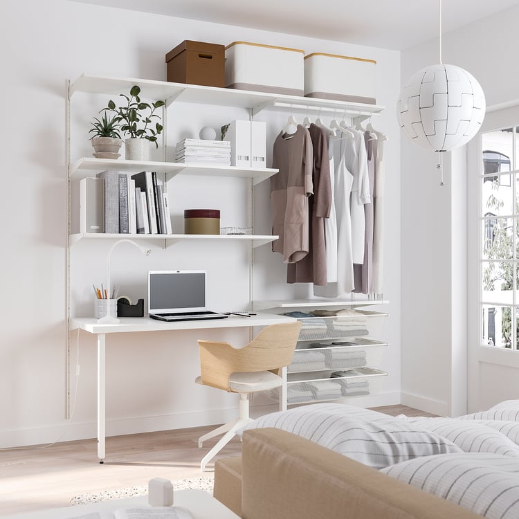 BOAXEL / LAGKAPTEN wardrobe combination with table top, white, 815