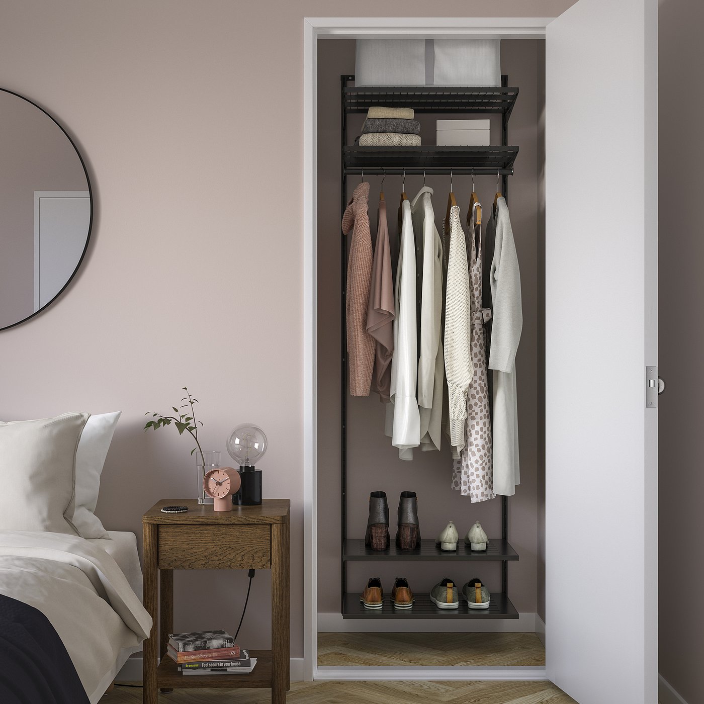 BOAXEL wardrobe combination, anthracite, 243/8x153/4x79