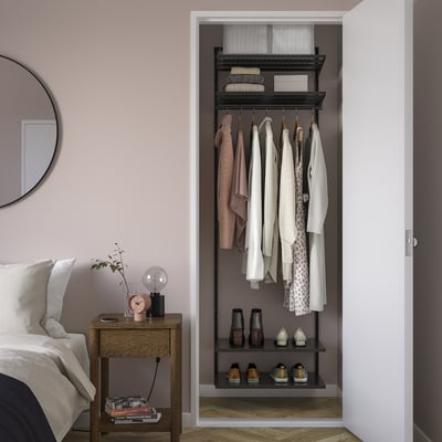 BOAXEL Wardrobe combination, anthracite, 24 3/8x15 3/4x79 "