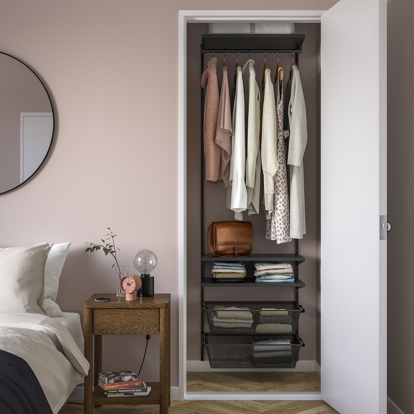 BOAXEL wardrobe combination, anthracite, 243/8x153/4x79