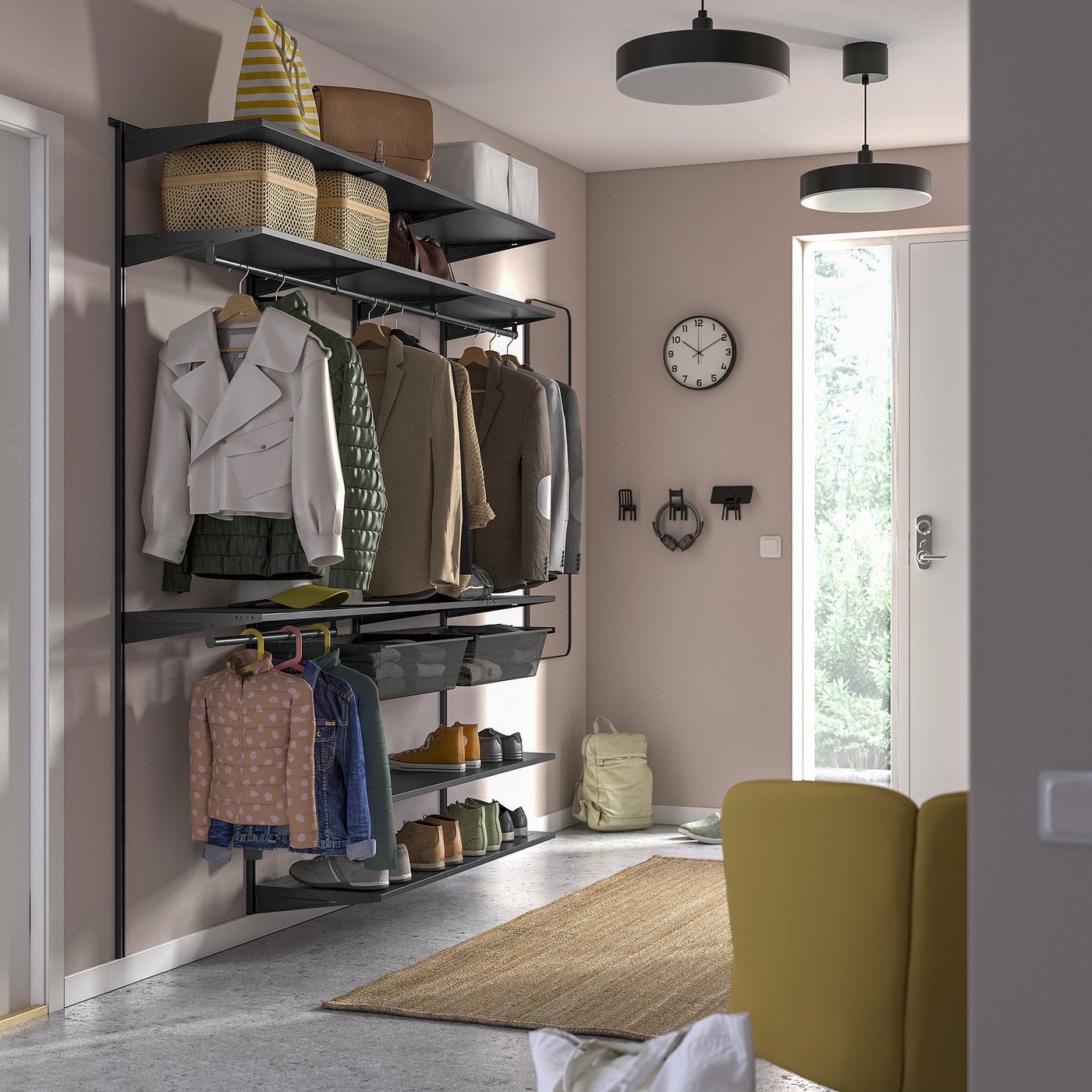 BOAXEL wardrobe combination, anthracite, 733/4x153/4x79