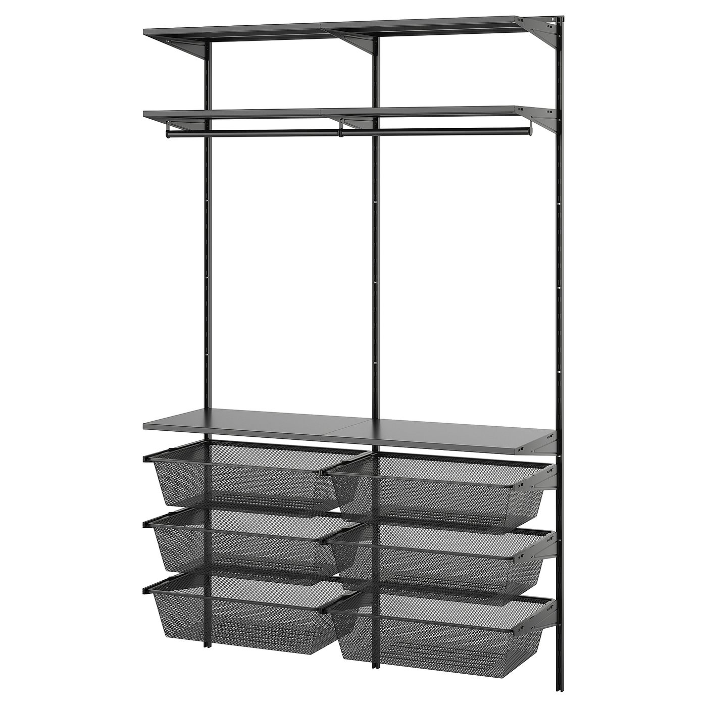 BOAXEL wardrobe combination, anthracite/oak, 491/8x153/4x79