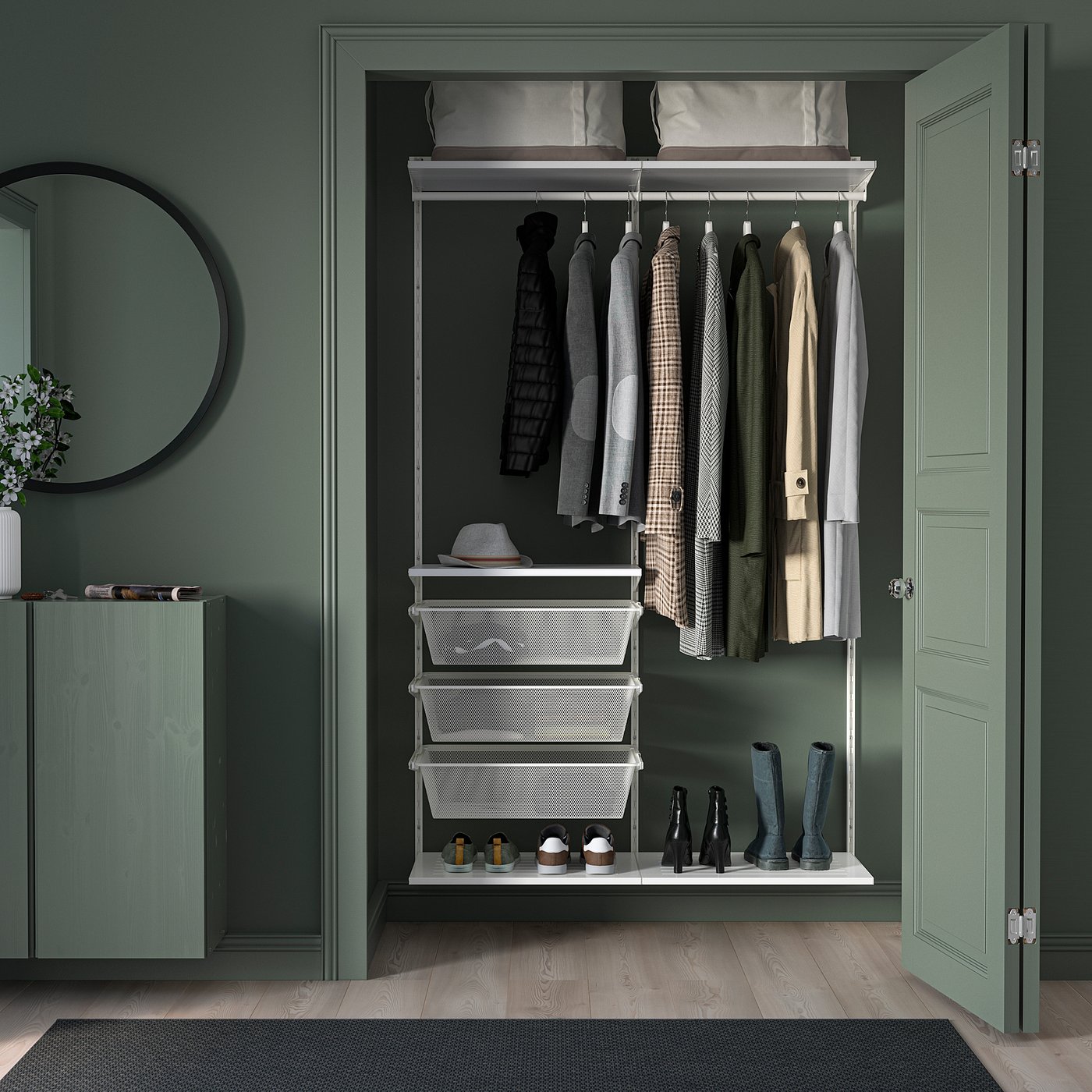 BOAXEL wardrobe combination, white, 491/8x153/4x79