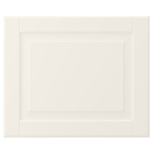 A white BODBYN kitchen cabinet with a bevelled panel design.