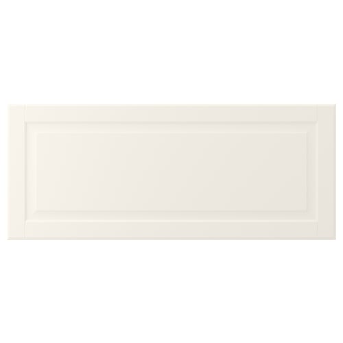 A white BODBYN cabinet door with a classic, bevelled design and smooth surface.