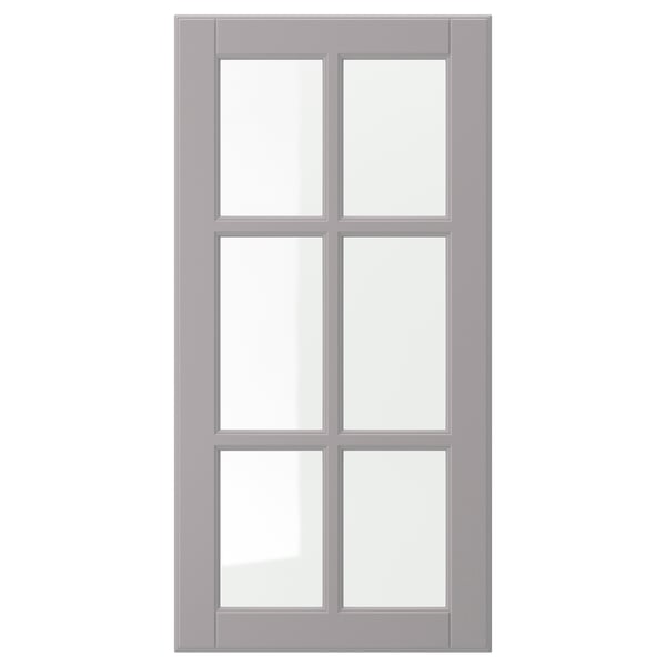 BODBYN Glass door, gray, 15x30 "