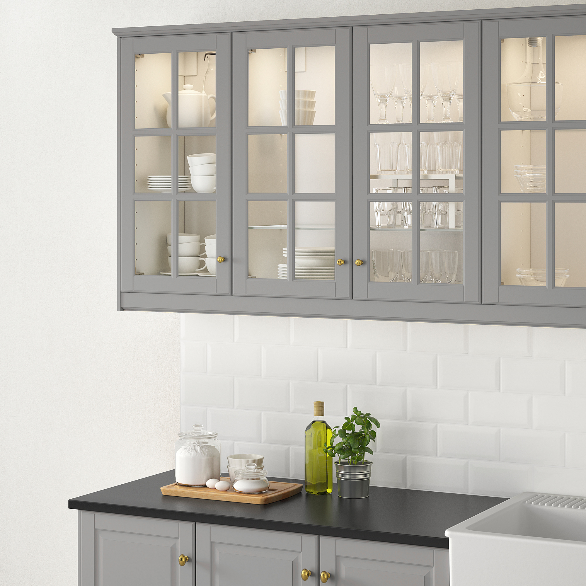 BODBYN Glass door, gray, 15x30" IKEA