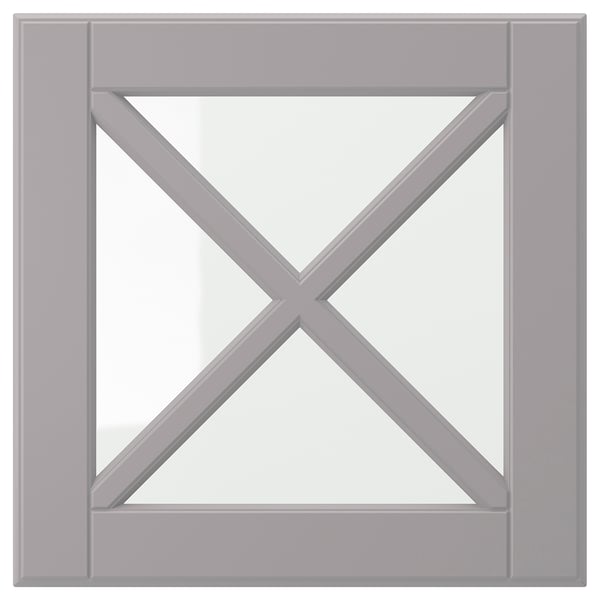 BODBYN Glass door with crossbar, gray, 15x15 "