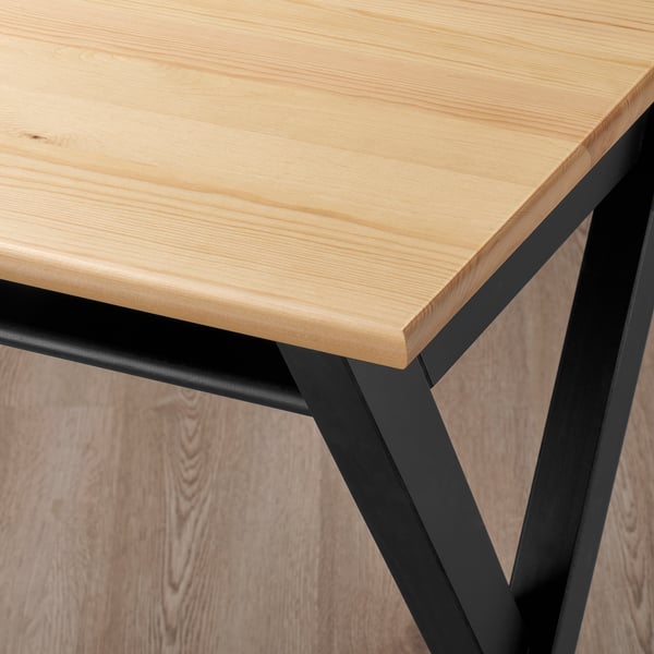 BOLLPOJKE Desk, pine/black, 35 3/8x21 5/8 "