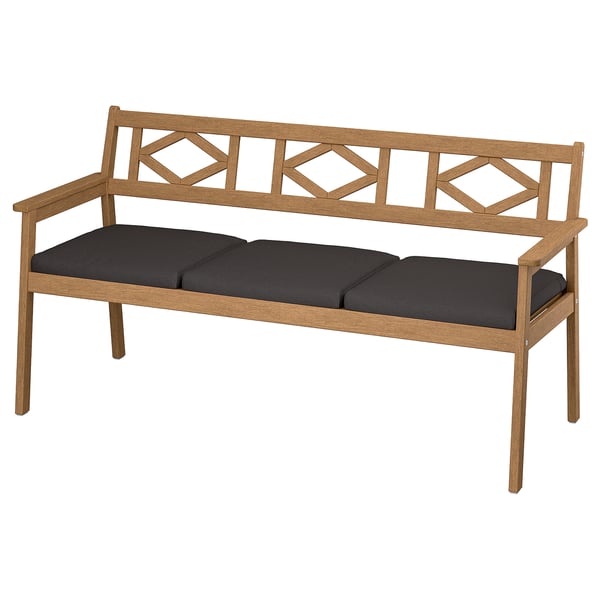BONDHOLMEN Bench with backrest, outdoor, brown/Frösön/Duvholmen dark gray