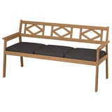 BONDHOLMEN Bench with backrest, outdoor, brown/Frösön/Duvholmen dark gray