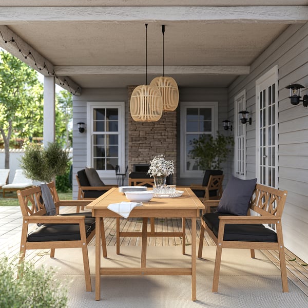 BONDHOLMEN Bench with backrest, outdoor, brown/Järpön/Duvholmen anthracite
