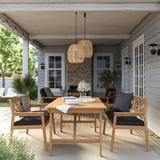 BONDHOLMEN Bench with backrest, outdoor, brown/Järpön/Duvholmen anthracite